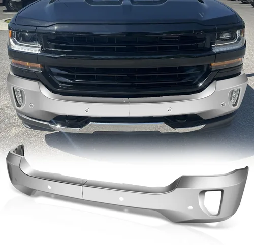 Vista 15 de Auto Dynasty Barra frontal para parachoques compatible con Chevy Silverado 1500 2016 2017 2018, Silverado 1500 LD 2019, con recortes para luces Negro