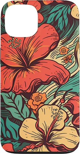 Vista 7 de iPhone 16 Vintage Hawaii Hibiscus Pattern Retro Tropical Hawaiian Case