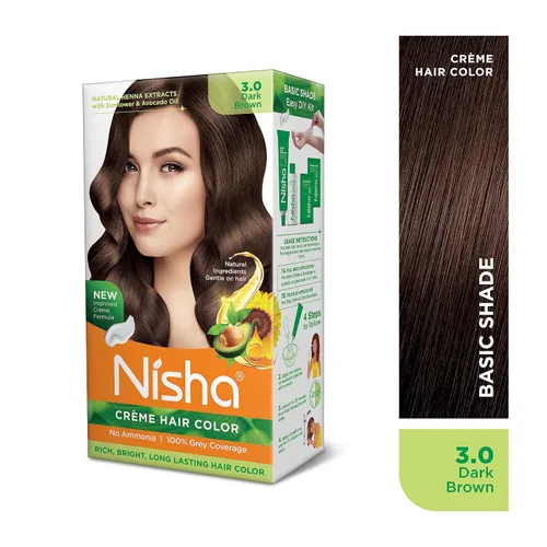Vista 2 de Nisha Crema permanente para el cabello, tinte para el cabello, marrón oscuro (paquete de 1)