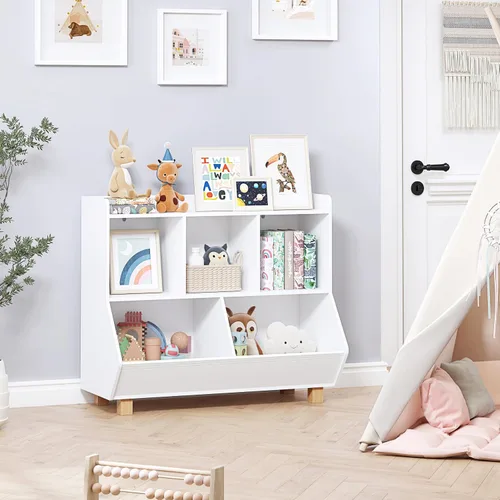 Vista 6 de UTEX - Organizador de almacenamiento de juguetes, estantería para niños y almacenamiento de juguetes con patas, organizador de almacenamiento de 5
