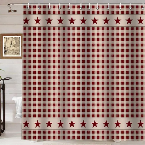 Vista 28 de Namdeva Cortina de ducha con bandera estadounidense, diseño de estrellas y rayas patrióticas, 4 de julio, Día de la Independencia, tablero