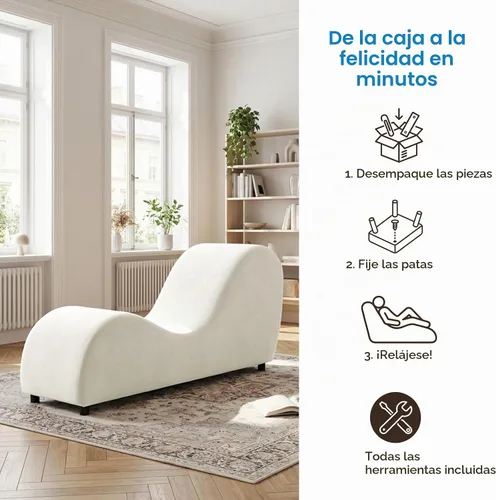 Vista 5 de Mjkone Tumbona de yoga de terciopelo para interiores, color beige