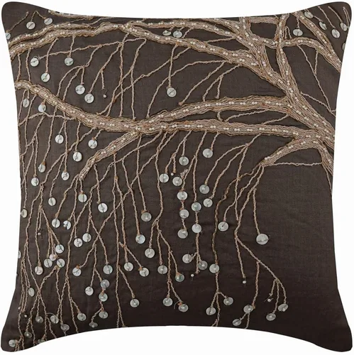 Vista 17 de The HomeCentric Fundas de almohada, fundas de cojín decorativas marrones para sofá de 16 x 16 pulgadas (15.7 x 15.7 in), cojines jacquard, 7. Marrón