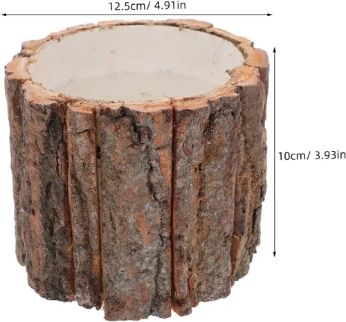 Vista 3 de DOITOOL Maceta de troncos de troncos de madera, maceta rústica de corteza para centros de mesa, bodas, fiestas, hogar, oficina, balcón, decoración