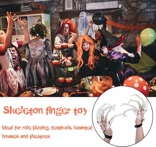 Vista 6 de Moonoom Dedos articulados flexibles impresos en 3D de Halloween, extensión de hueso de esqueleto aterrador