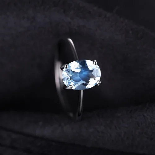 Vista 5 de JewelryPalace Anillos de compromiso solitarios de plata de ley 925 chapados en oro de 14 quilates con piedra natal de topacio azul citrino y piedras
