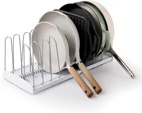 Vista 12 de YouCopia StoreMore Estante para Utensilios de Cocina con Alambres Altos de Acero, Organizador Ajustable para Sartenes y Tapas para Almacenamiento