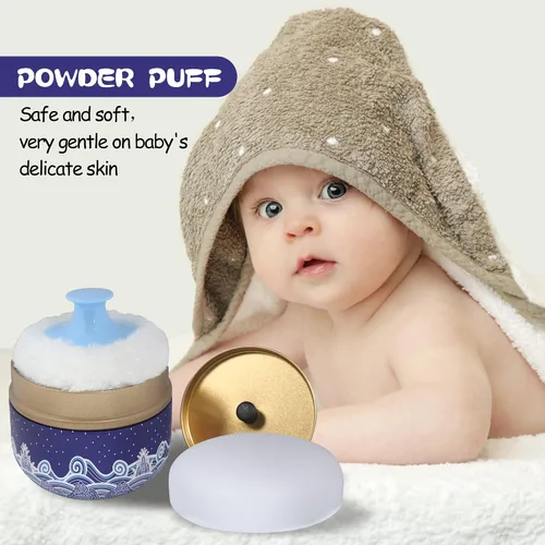 Vista 3 de Estuche de Polvo Corporal WEMEGA con Aplicador de Polvo, Contenedor de Polvo, Caja de Té para Polvo Corporal y Facial para Bebés y Mujeres, Estuche