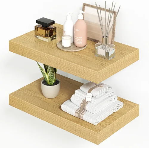 Vista 14 de Heimlove Juego de 2 estantes flotantes de 16 pulgadas para pared, estante negro para baño pequeño, dormitorio, sala de estar, cocina, decoración