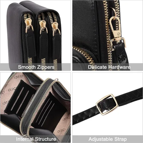 Vista 4 de CLUCI - Bolsa pequeña cruzada para mujer de piel para el hombro para celular cartera de moda diseñada para viajar