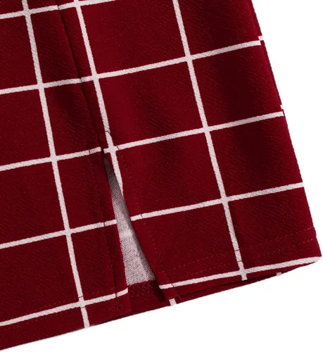 Vista 4 de Verdusa Mini falda ajustada con estampado a cuadros y cintura alta para mujer