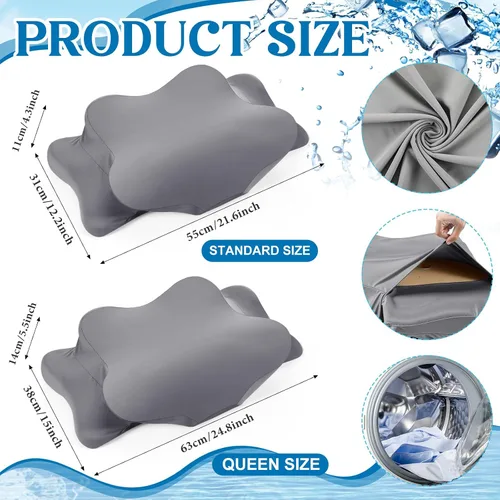 Vista 2 de Hahafelt Funda de almohada cervical refrescante con cierre de sobre (solo funda de almohada) Funda de almohada ergonómica para el cuello, funda