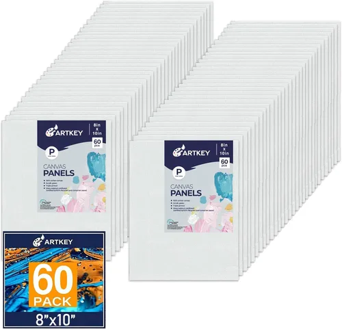 Vista 37 de Artkey Bastidores entelados para pintar, 8 x 10 pulgadas, paquete de 4 unidades, lienzo en blanco de 10 onzas con imprimación 100% algodón blanco