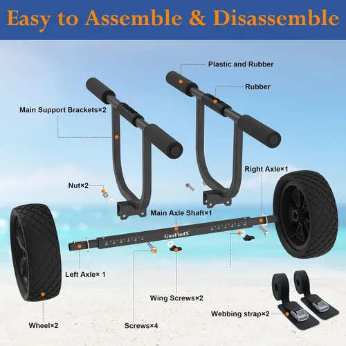 Vista 15 de GanFindX Kayak Cart 300 lbs Heavy Duty Aluminum Dolly