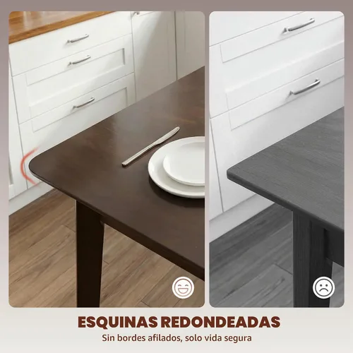 Vista 9 de HOMCOM Mesa de comedor moderna de mediados de siglo de 47 pulgadas para 4