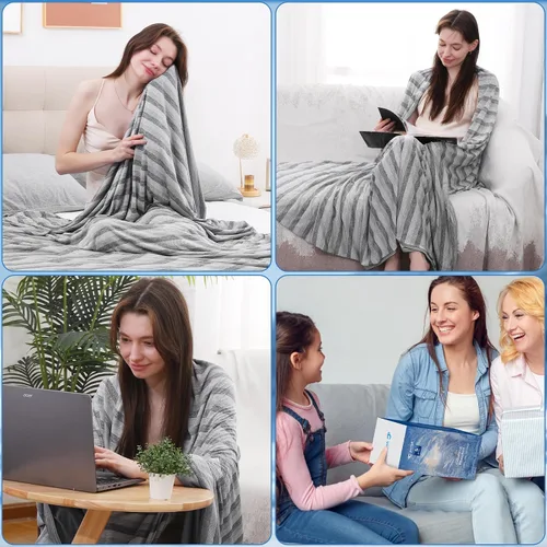 Vista 40 de Marchpower - Manta de enfriamiento para niños que duermen con calor, manta de lana fresca Arc-Chill con diseño de doble cara, fibra de enfriamiento