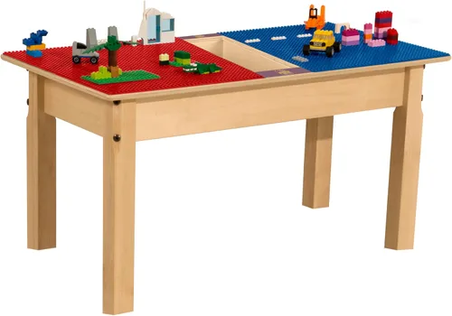 Vista 2 de Contender Time-2-Play Mesa de juego de actividades para niños, compatible con ladrillos Lego, madera contrachapada de abedul extra resistente, 35