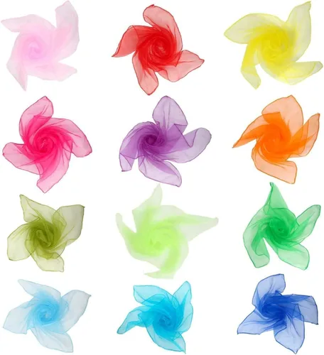 Vista 7 de Colovis 24 Inches Square Dance Scarves, 12 Colors Juggling Scarf Props Magic Trick Silk Play Scarves Music Movement Scarf