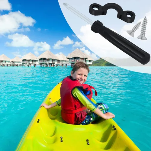 Vista 2 de Almohadilla de kayak con bucles para cubierta de ojos con tornillos para lancha de aparejo de kayak (10 unidades, negro)