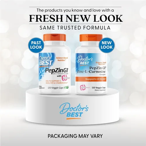 Vista 2 de Doctor's Best PepZin GI, complejo de zinc-L-carnosina, sin OMG, vegano, sin gluten, sin soja, soporte digestivo, 120 cápsulas vegetales