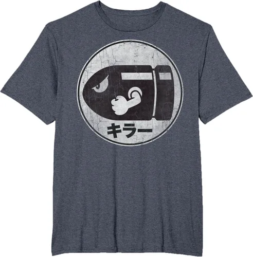 Vista 54 de Super Mario Camiseta con logotipo de Bullet Bill Distressed en Kanji