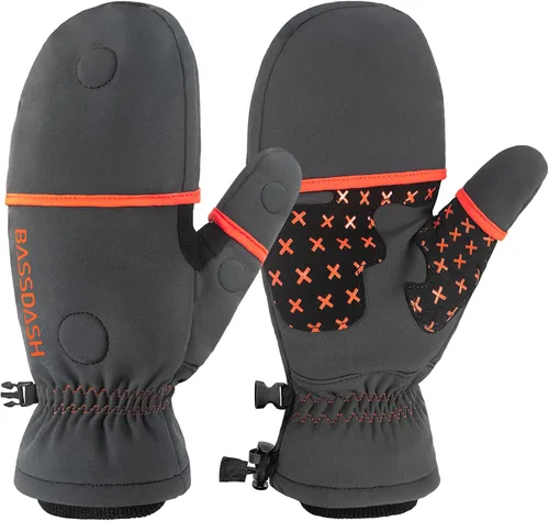 Vista 4 de BASSDASH WinteFlex Guantes de pesca en hielo aislantes con protección contra el frío, sin dedos, resistentes al agua para hombres y mujeres