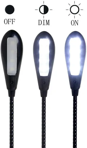 Vista 5 de HANERDUN - Lámpara LED brillante USB para portátil, color negro Lámpara de lectura, cuello flexible