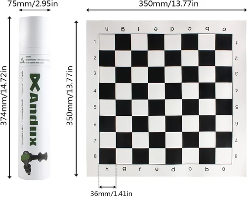 Vista 2 de Andux Juego de Ajedrez Piezas de Ajedrez y Tablero Rollable QPXQ-01 (Negro, 13.8x13.8 in)