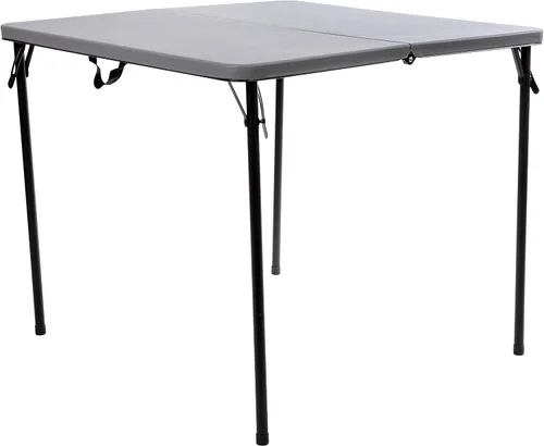 Vista 11 de Flash Furniture - Mesa plegable cuadrada de plástico de madera marrón granito de 2.83 pies con asa de transporte