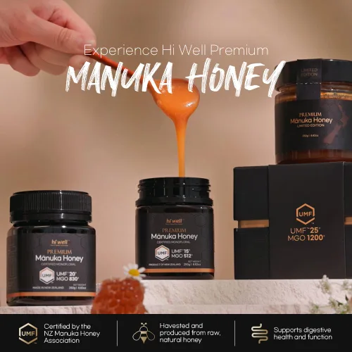 Vista 2 de Hi Well Premium Manuka Honey Certified Monofloral UMF 20+ MGO 830+ 8.82 oz