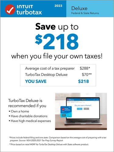 Vista 3 de [Old Version] TurboTax Deluxe 2023, Federal & State Tax Return [PC/Mac Download]