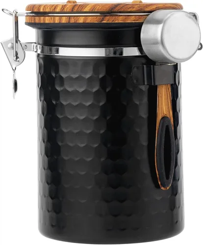 Vista 8 de TEDSWAIT Recipientes herméticos para café, contenedor de almacenamiento de granos de café de cocina de acero inoxidable con cuchara, rastreador