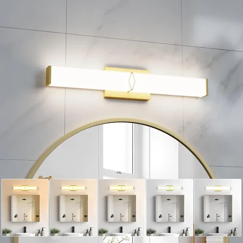 Vista 11 de Lámparas de baño sobre espejo, luces modernas de tocador de 16 pulgadas para baño, barra de luz LED regulable de 20 W, 2000 lm, accesorios de Negro