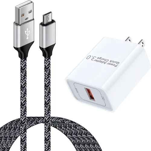 Vista 9 de Cargador micro USB, cargador rápido Android, cargador rápido 3.0 USB de pared rápido cable micro USB compatible con Motorola Moto E E5 E4 Plus/Play