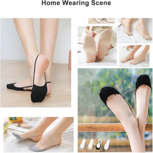 Vista 5 de LIANSHUJIA - Calcetines invisibles para mujer, 6 pares de calcetines con forro para los dedos del pie para mujer, zapatos de vestir de tacón 5-8.5