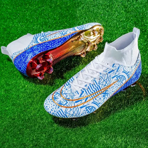 Vista 7 de Botas de fútbol para niños y niñas, FGAG, para interiores y exteriores, terreno firme, picos altos, para entrenamiento profesional