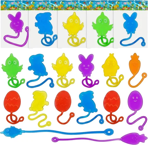 Vista 10 de 28 piezas de juguetes de manos pegajosas de Navidad para niños, estilos navideños, juguetes elásticos para rellenos de calcetines de Navidad