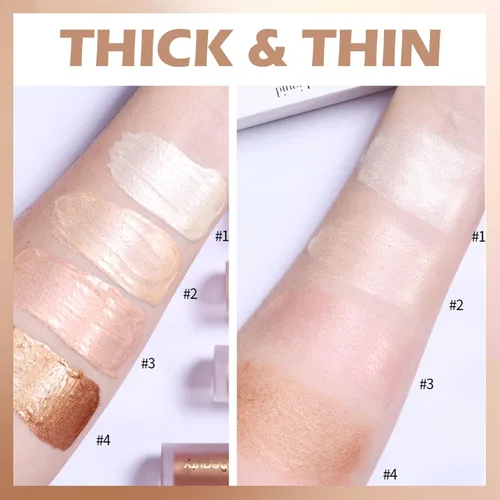 Vista 4 de Erinde Iluminador líquido, Barra bronceadora facial, Acabado natural brillante, Crema iluminadora sedosa y ligera de mezcla fácil, Sin crueldad, 01#