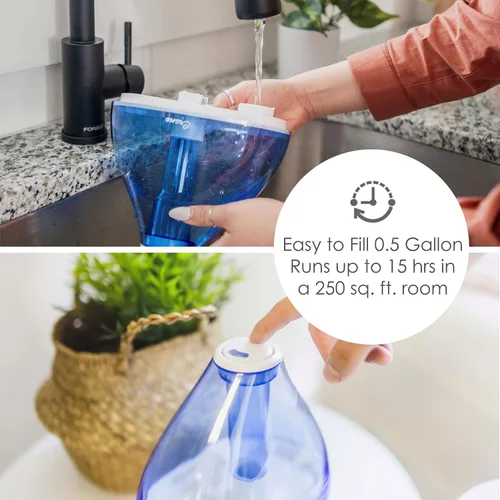 Vista 5 de Crane Humidificador ultrasónico de niebla fría, azul y blanco