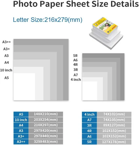 Vista 6 de MR.R Papel fotográfico de inyección de tinta brillante de un solo lado, tamaño carta, 8.5 x 11 pulgadas, con 100 hojas por paquete, 4.76 oz/m², 35