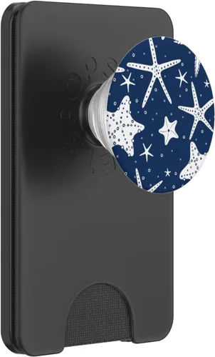 Vista 8 de Concha marina azul océano costero estrella de mar concha marina amante de la marina PopSockets intercambiables PopGrip