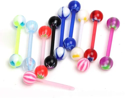 Vista 3 de CrazyPiercing Venta al por mayor 80 Flexible Lip Lengua Ceja Bar Anillos Barbell Piercing Body Jewelry Multicolor