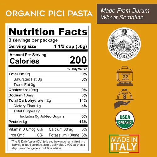 Vista 2 de Morelli Pici Pasta di Toscana - Pasta italiana gourmet - Fideos Pici orgánicos - Nidos de pasta orgánica gruesos fabricados en Italia a partir