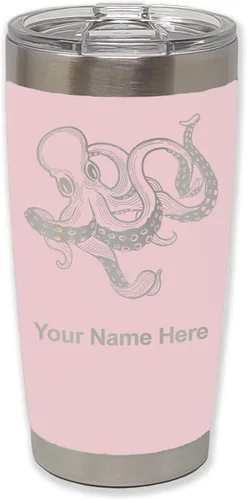 Vista 13 de LaserGram Vaso aislado al vacío de 20 onzas, Kraken, grabado personalizado incluido (negro)