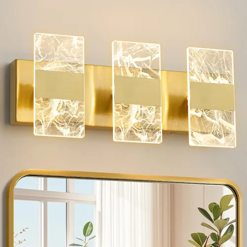 Vista 15 de Moderna lámpara LED de baño, regulable, 2 luces, color negro, 5CCT, ajustable, luces de tocador sobre el espejo, luces LED de acrílico ahumado