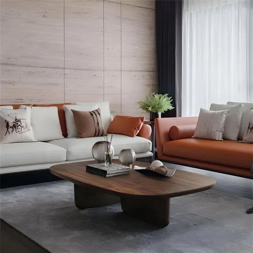 Vista 7 de Mesa de café rectangular de madera rústica, mesa de cóctel rectangular de madera con 2 patas, casa de campo simple y moderna para sala de estar Negro
