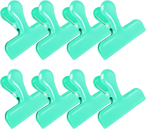 Vista 9 de Pinzas para bolsas, clips de acero inoxidable resistentes, paquete de 8, gran cierre para bolsas de alimentos, ideal para sellar bolsas de café Negro