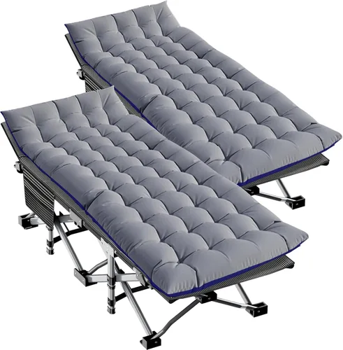 Vista 18 de LILYPELLE Catre de Camping Plegable, Catres de Dormir Extra Anchos de Servicio Pesado con Bolsa de Transporte, Catres de Campamento de Viaje Azul