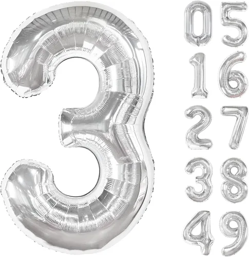 Vista 54 de Globo negro de 40 pulgadas con números del 0 al 9 (cero-nueve), globo de cumpleaños de gran tamaño, globo de helio de aluminio con números grandes