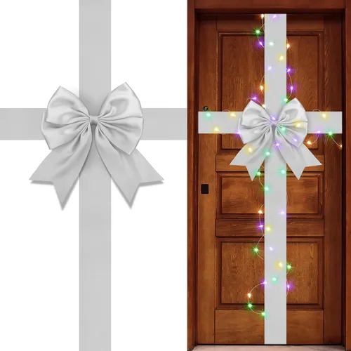 Vista 12 de Spiareal Lazo de Cinta para Puerta de Armario de Navidad con Luz LED Cinta Grande Brillante Lazo de Corona de Navidad Árbol de Navidad Festival
